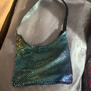 Iridescent Blue-Green Sequin Shoulder Bag